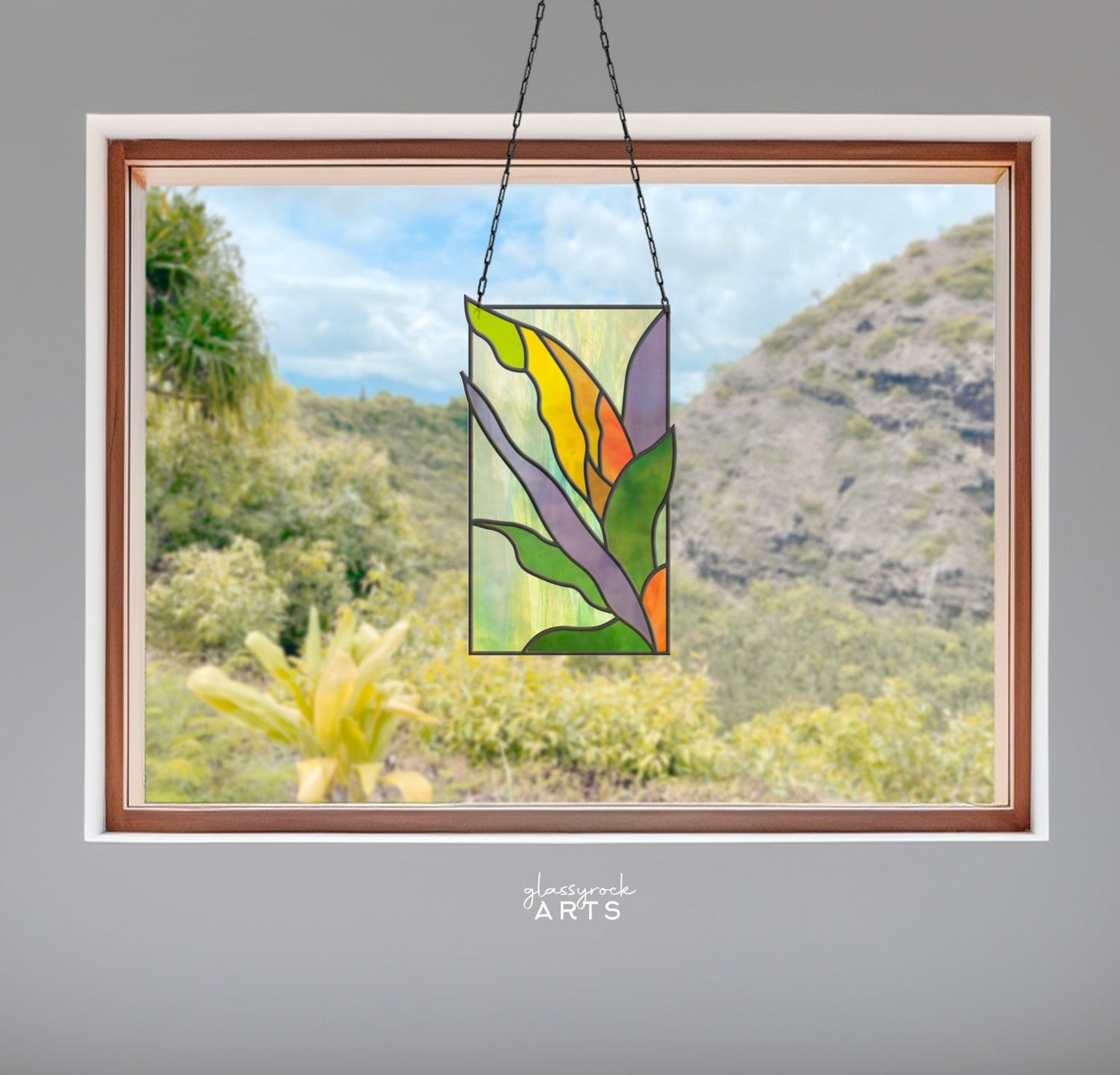 Tropical Stained Glass Plant Pattern - Polihale