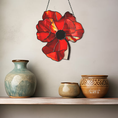 A picture of the Poppy Stained Glass Flowers Pattern from GlassyRock Arts. 