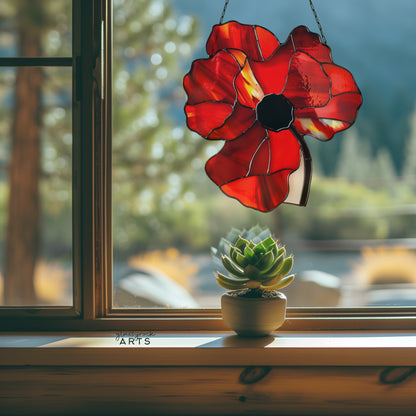 A picture of the Poppy Stained Glass Flowers Pattern from GlassyRock Arts. 