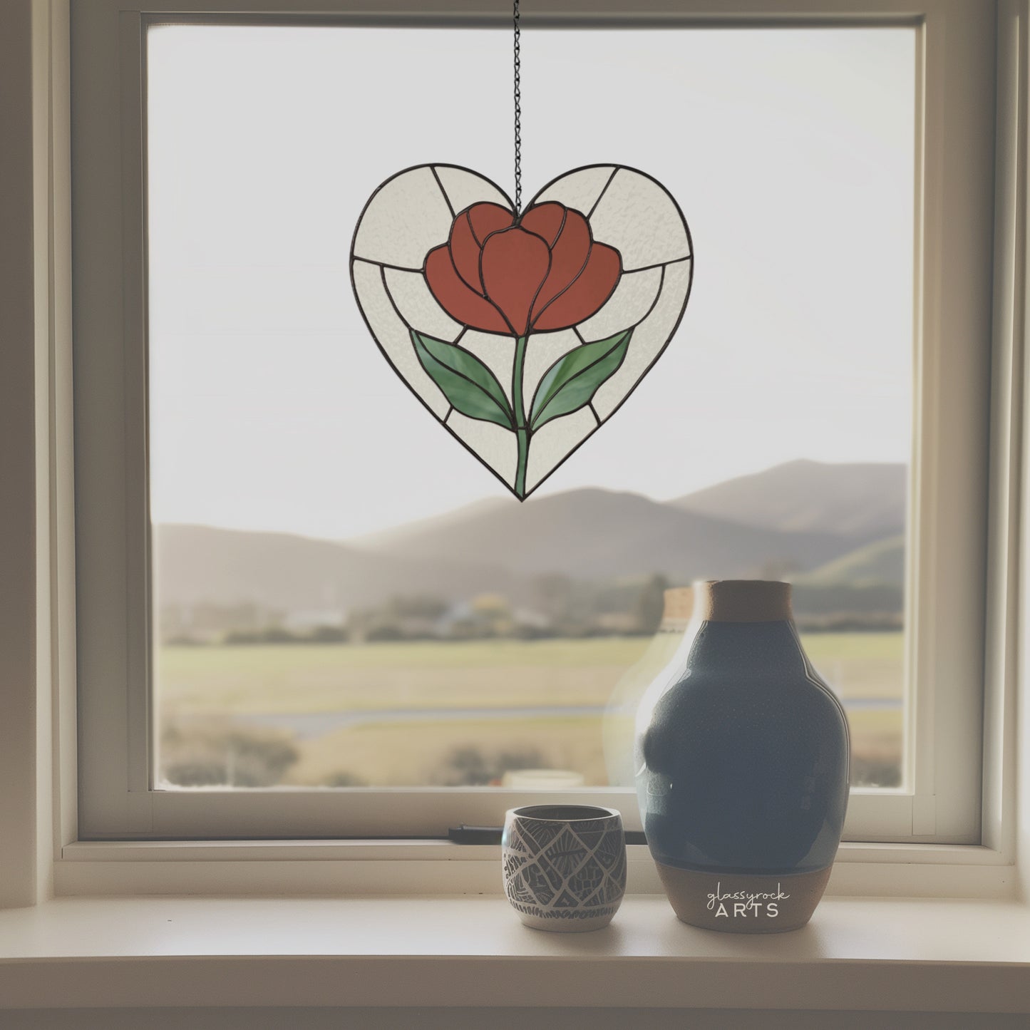 Heart Stained Glass Poppy Pattern