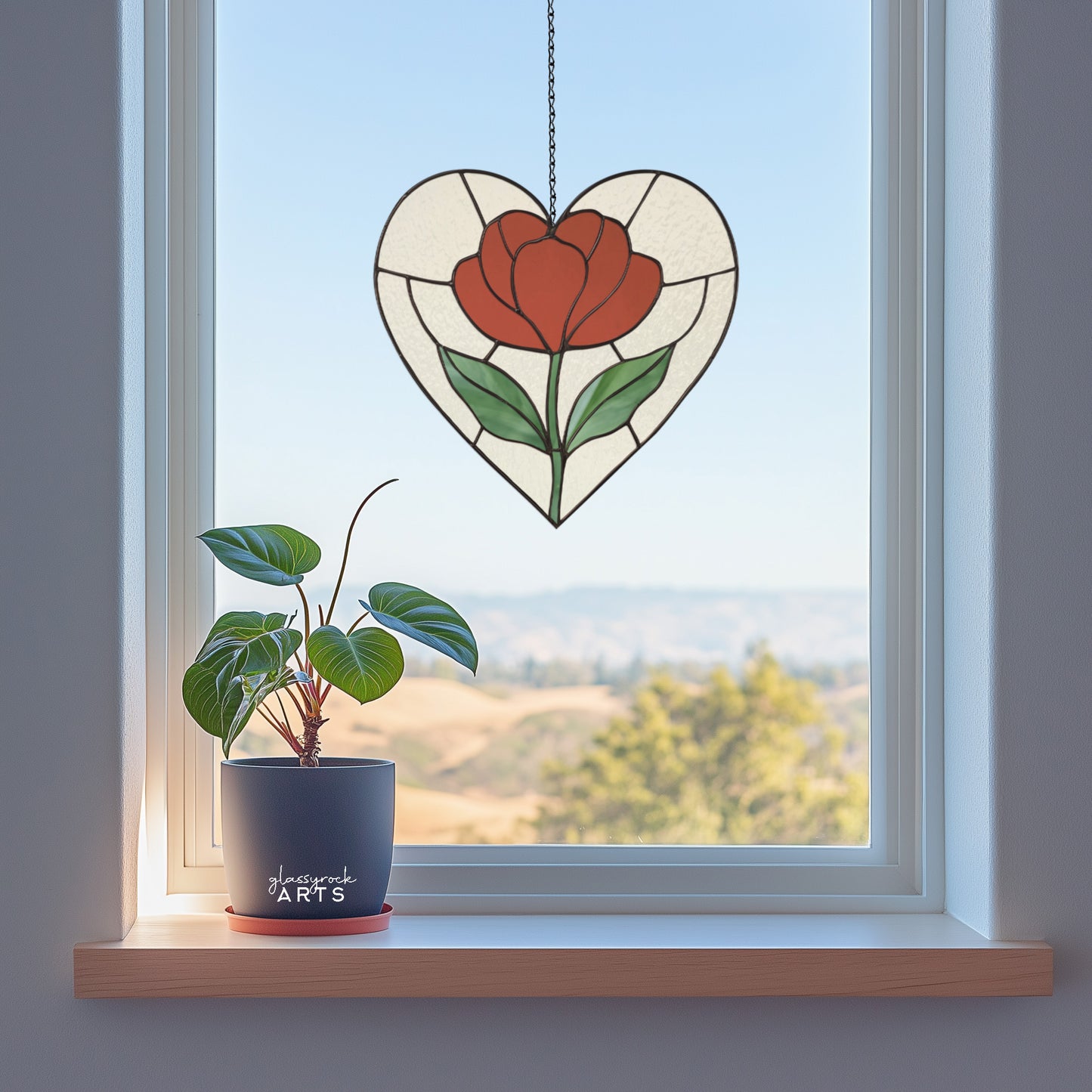 Heart Stained Glass Poppy Pattern