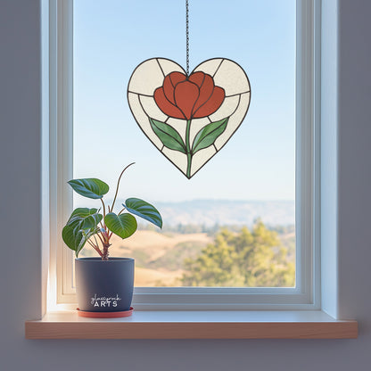 Heart Stained Glass Poppy Pattern