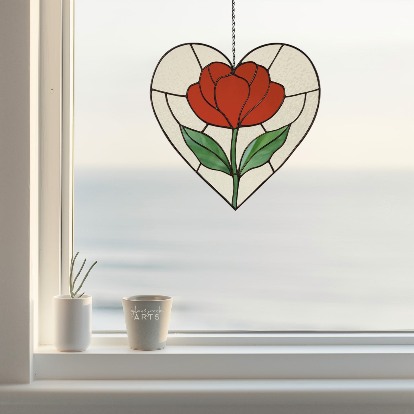 Heart Stained Glass Poppy Pattern