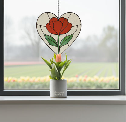 Heart Stained Glass Poppy Pattern