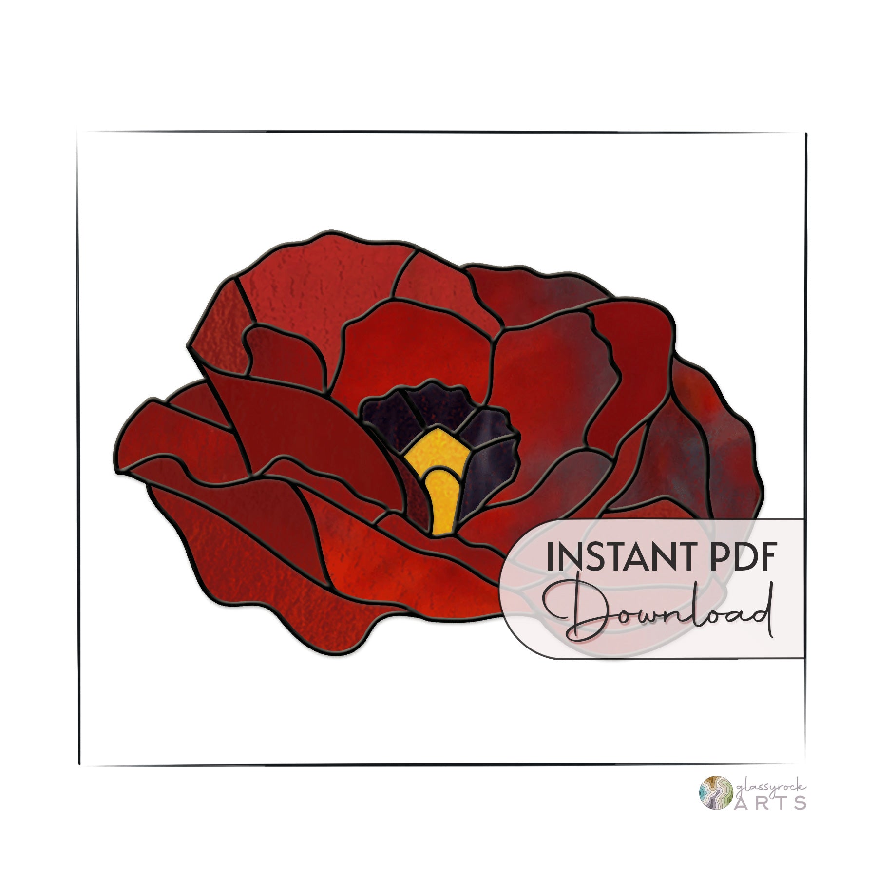 Poppy Flower Stained Glass Pattern – GlassyRock Arts