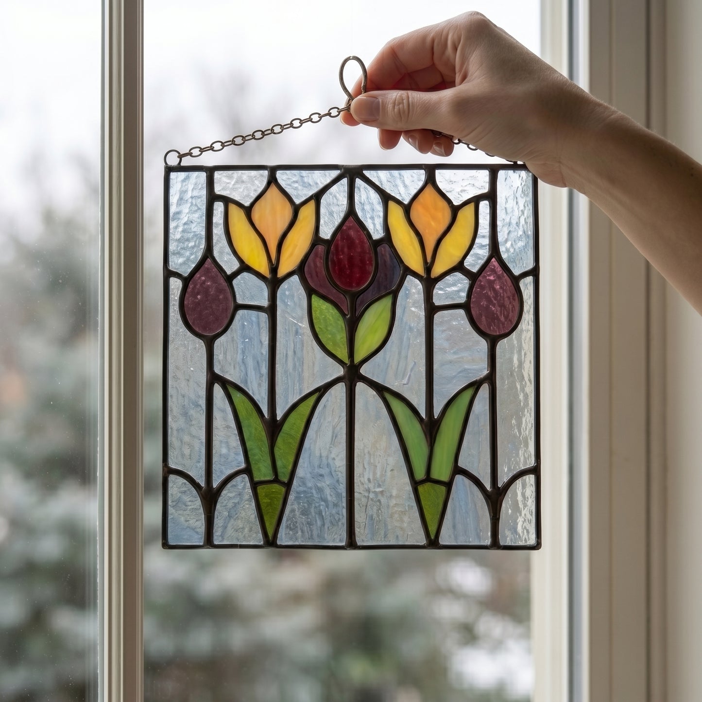 Flower Buds Prairie Stained Glass Pattern