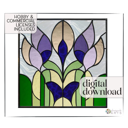 A picture of the Prairie Tulips Stained Glass Garden Pattern from GlassyRock Arts. 