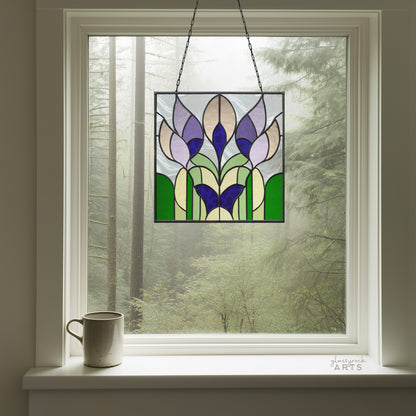 A picture of the Prairie Tulips Stained Glass Garden Pattern from GlassyRock Arts. 