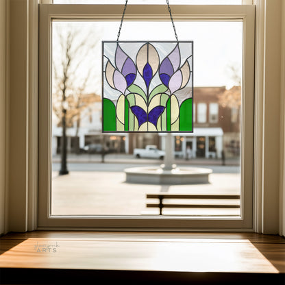 A picture of the Prairie Tulips Stained Glass Garden Pattern from GlassyRock Arts. 