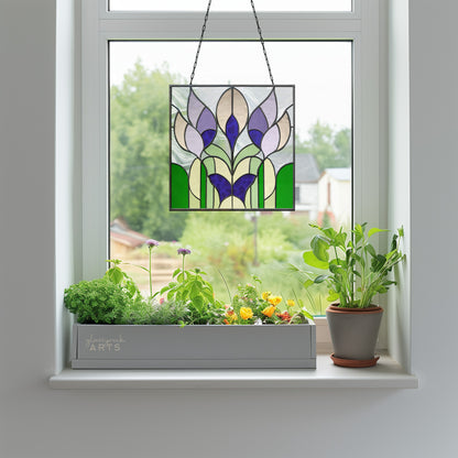 A picture of the Prairie Tulips Stained Glass Garden Pattern from GlassyRock Arts. 