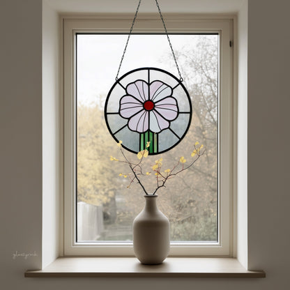 Prairie Peony Round Stained Glass Pattern