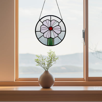Prairie Peony Round Stained Glass Pattern