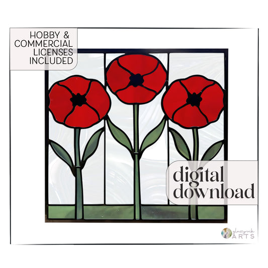 Prairie Poppies Stained Glass Pattern