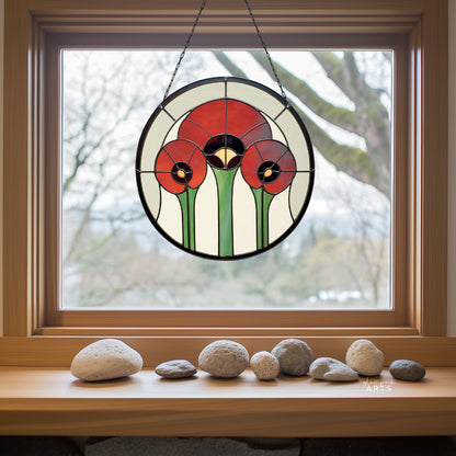 Prairie Poppies Round Stained Glass Pattern