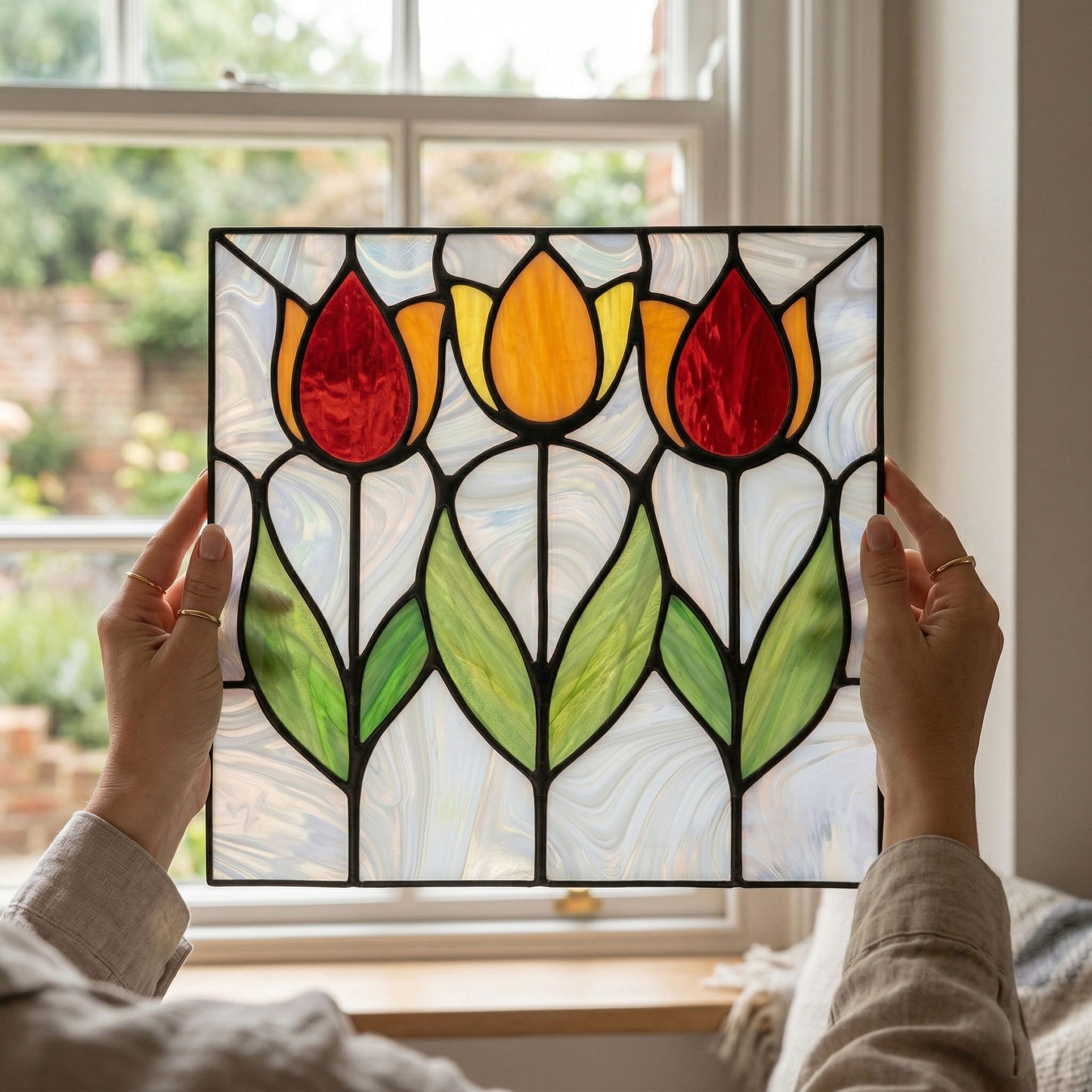 Spring Tulips Prairie Stained Glass Pattern