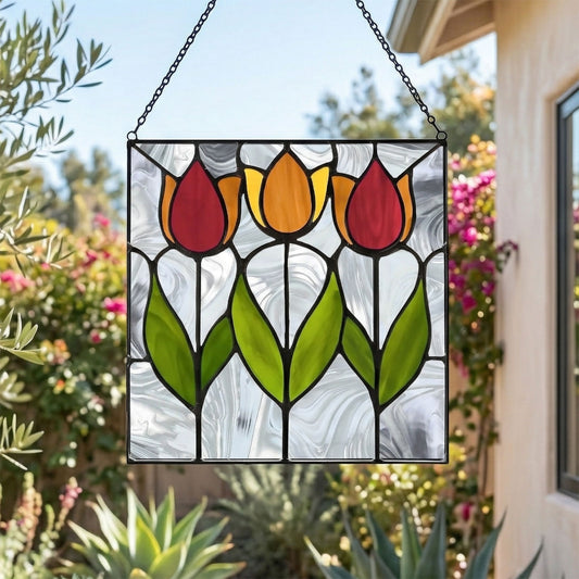Spring Tulips Prairie Stained Glass Pattern