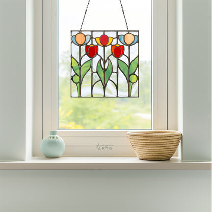 A picture of the Prairie Tulips Stained Glass Flowers Pattern from GlassyRock Arts. 