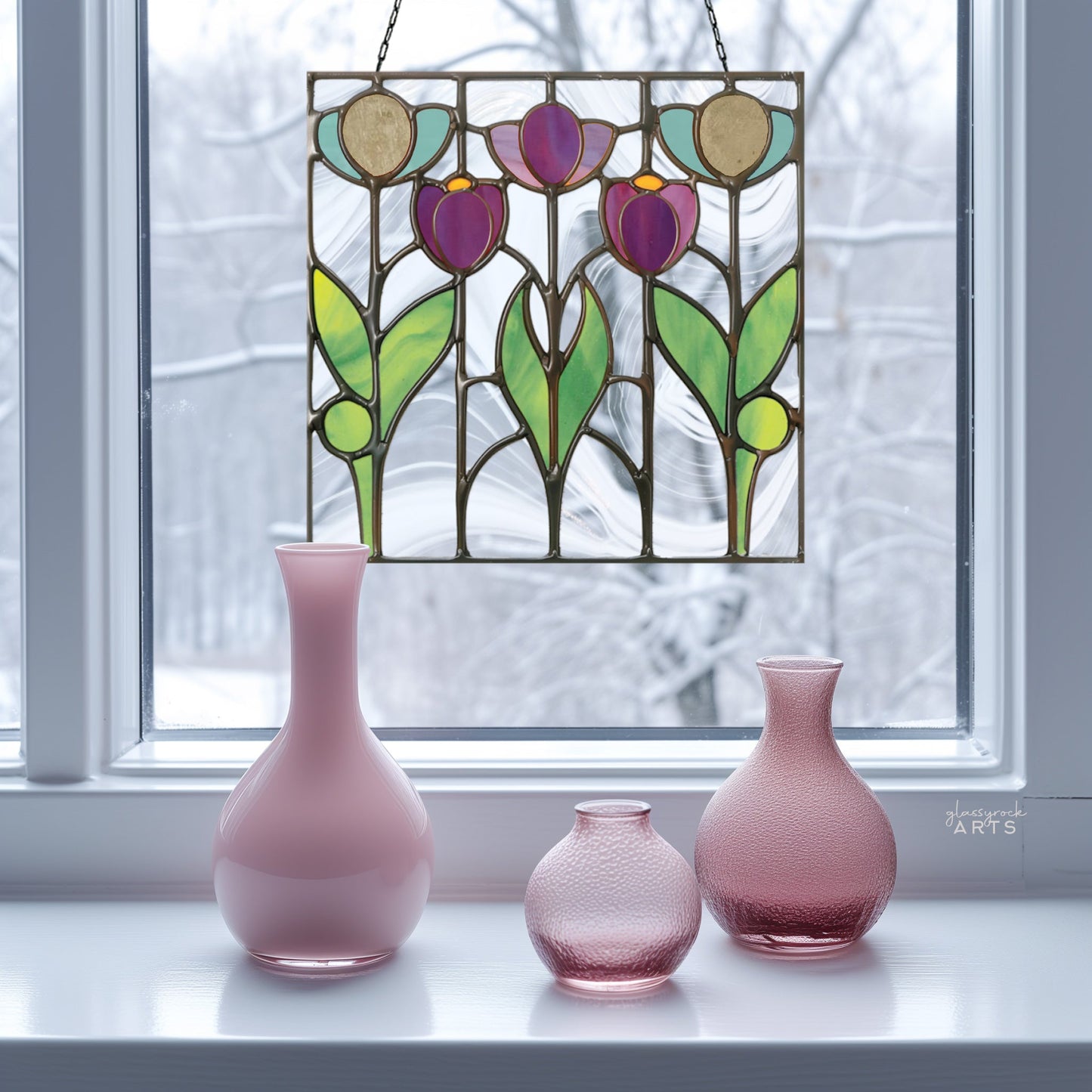 Prairie Tulips Stained Glass Flowers Pattern