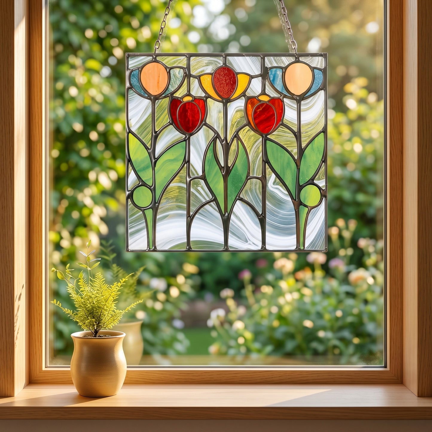 Prairie Tulips Stained Glass Flowers Pattern