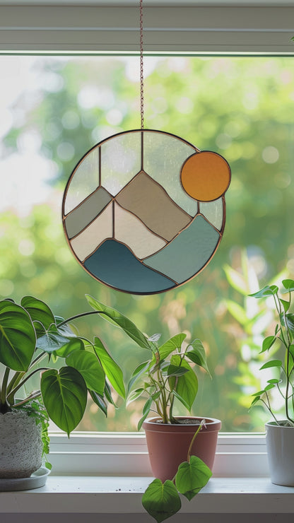 Boho Mountains Stained Glass Pattern and PNG