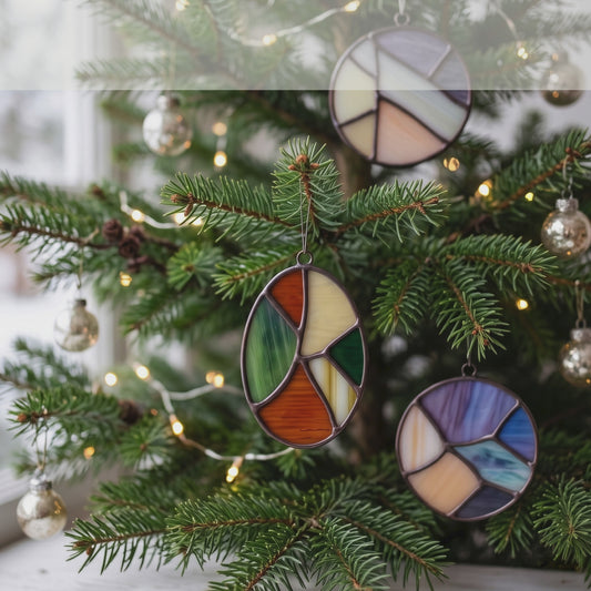 Stained Glass Christmas Ornaments Pattern 10 Pack