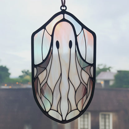 Boho Ghost Halloween Stained Glass Pattern