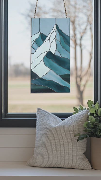 Glacier Mountain Stained Glass Pattern
