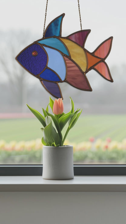 Fancy Fish Stained Glass Pattern and PNG