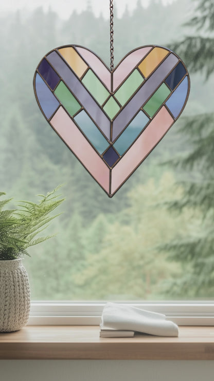 Geometric Heart Stained Glass Pattern