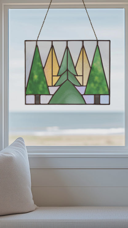 Five Trees Stained Glass Pattern and PNG