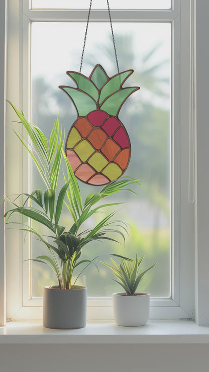 Pineapple Stained Glass Pattern and PNG
