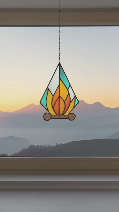 Campfire Stained Glass Pattern and PNG