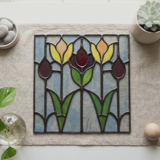 Flower Buds Prairie Stained Glass Pattern