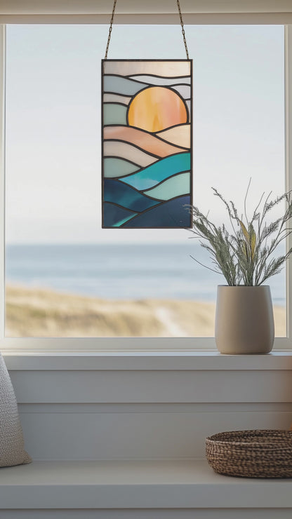 Sunset Landscape Stained Glass Pattern and PNG