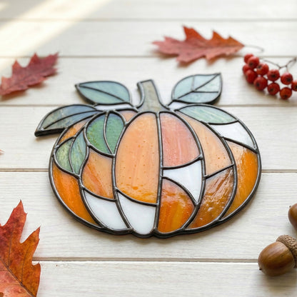 Leafy Pumpkin Stained Glass Pattern