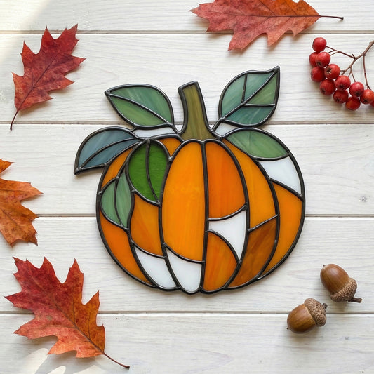 Leafy Pumpkin Stained Glass Pattern