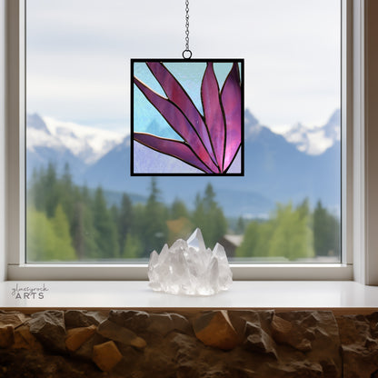 A picture of the Modern Leaves Stained Glass Plant Pattern from GlassyRock Arts. 