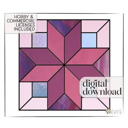 A picture of the Quattro Square Geometric Stained Glass Cross Pattern from GlassyRock Arts. 