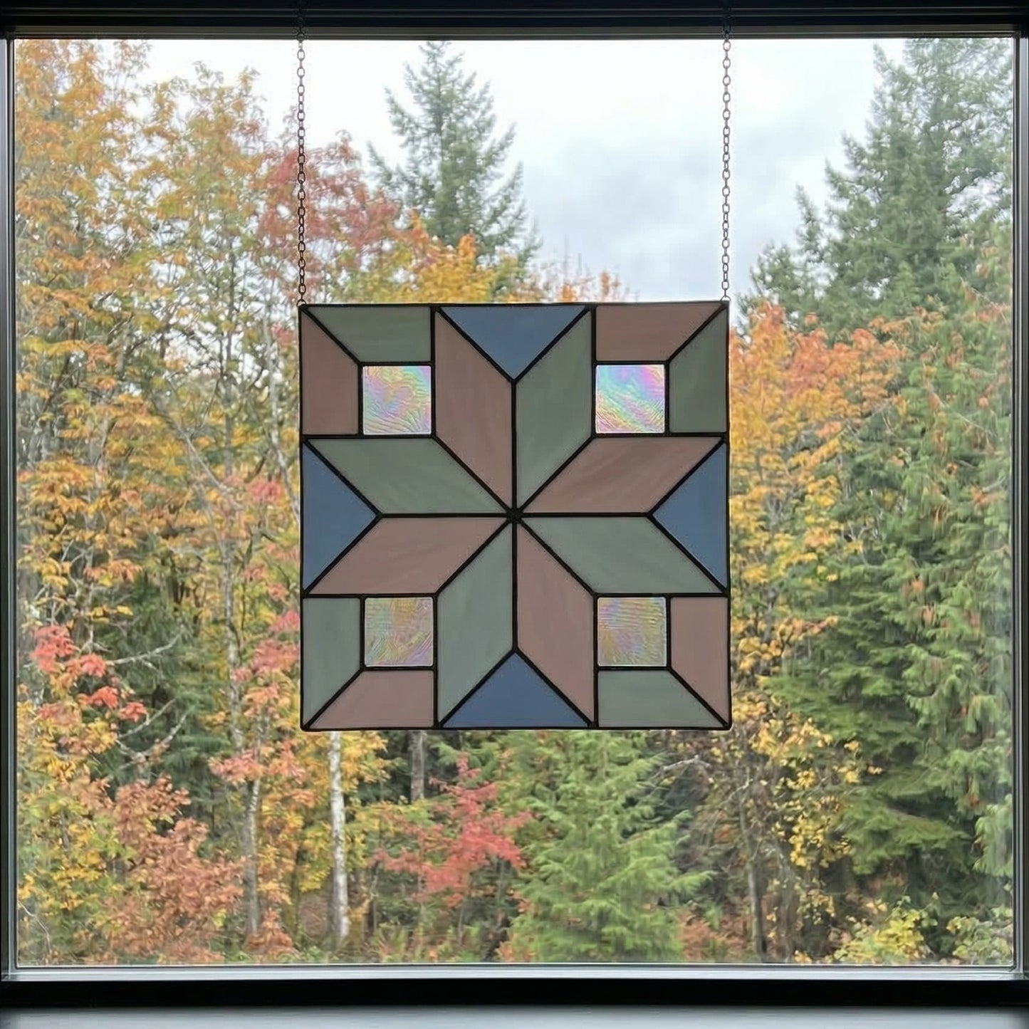 Geometric Stained Glass Cross Pattern