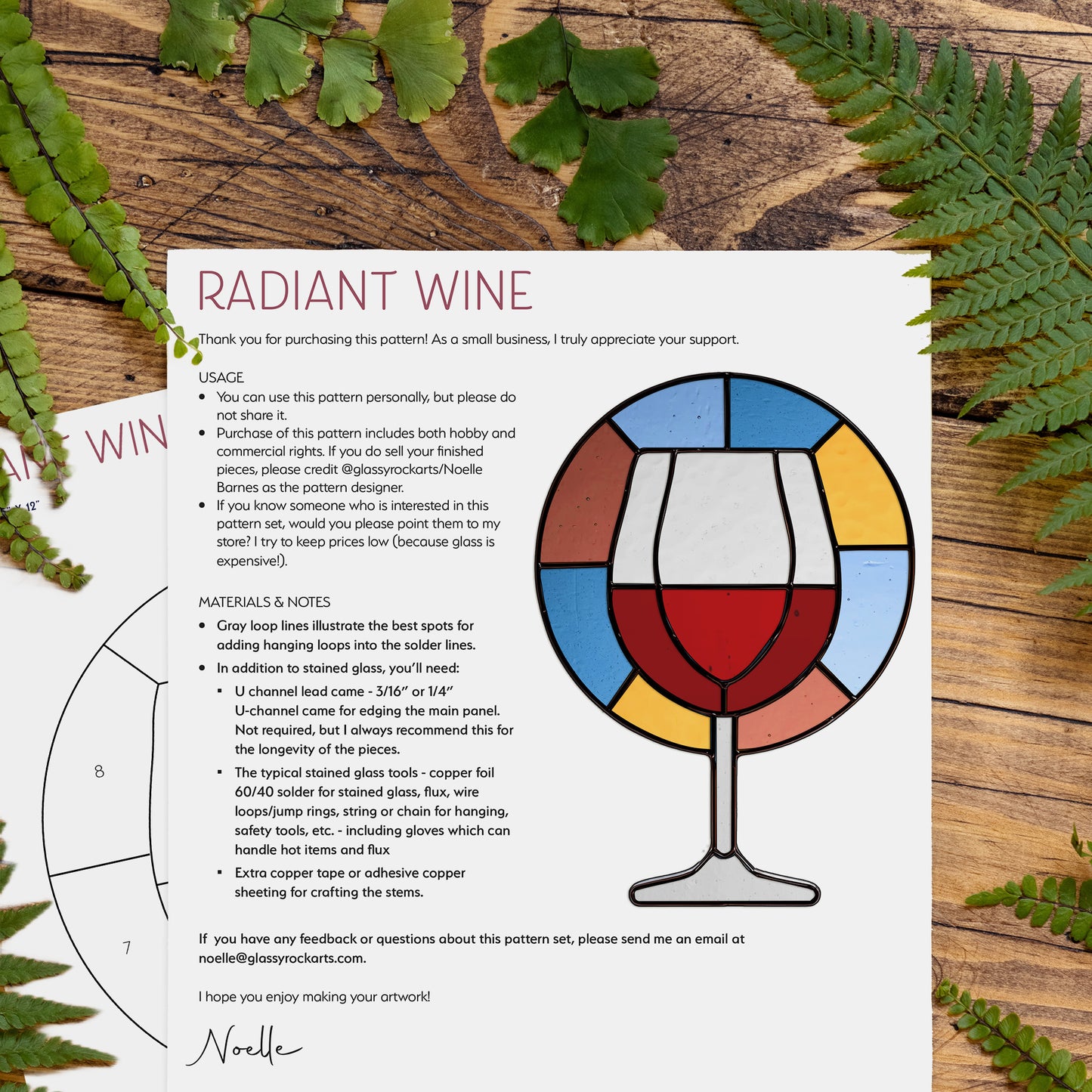 Radiant Wine Stained Glass Pattern and PNG