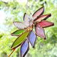 Handmade Stained Glass Flower Plant Stake with Crystals - Rainbow