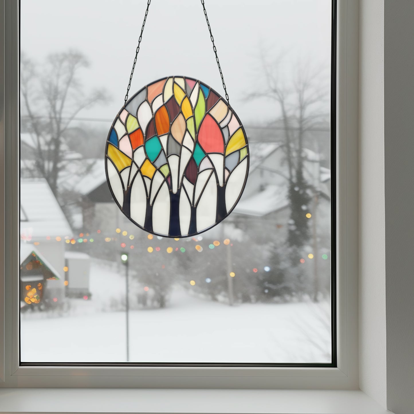 Abstract Forest Stained Glass Landscape Pattern
