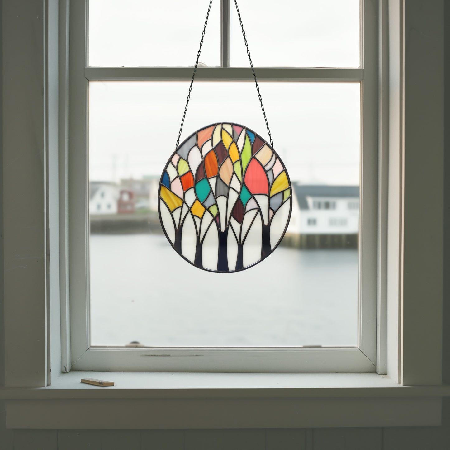 Abstract Forest Stained Glass Landscape Pattern