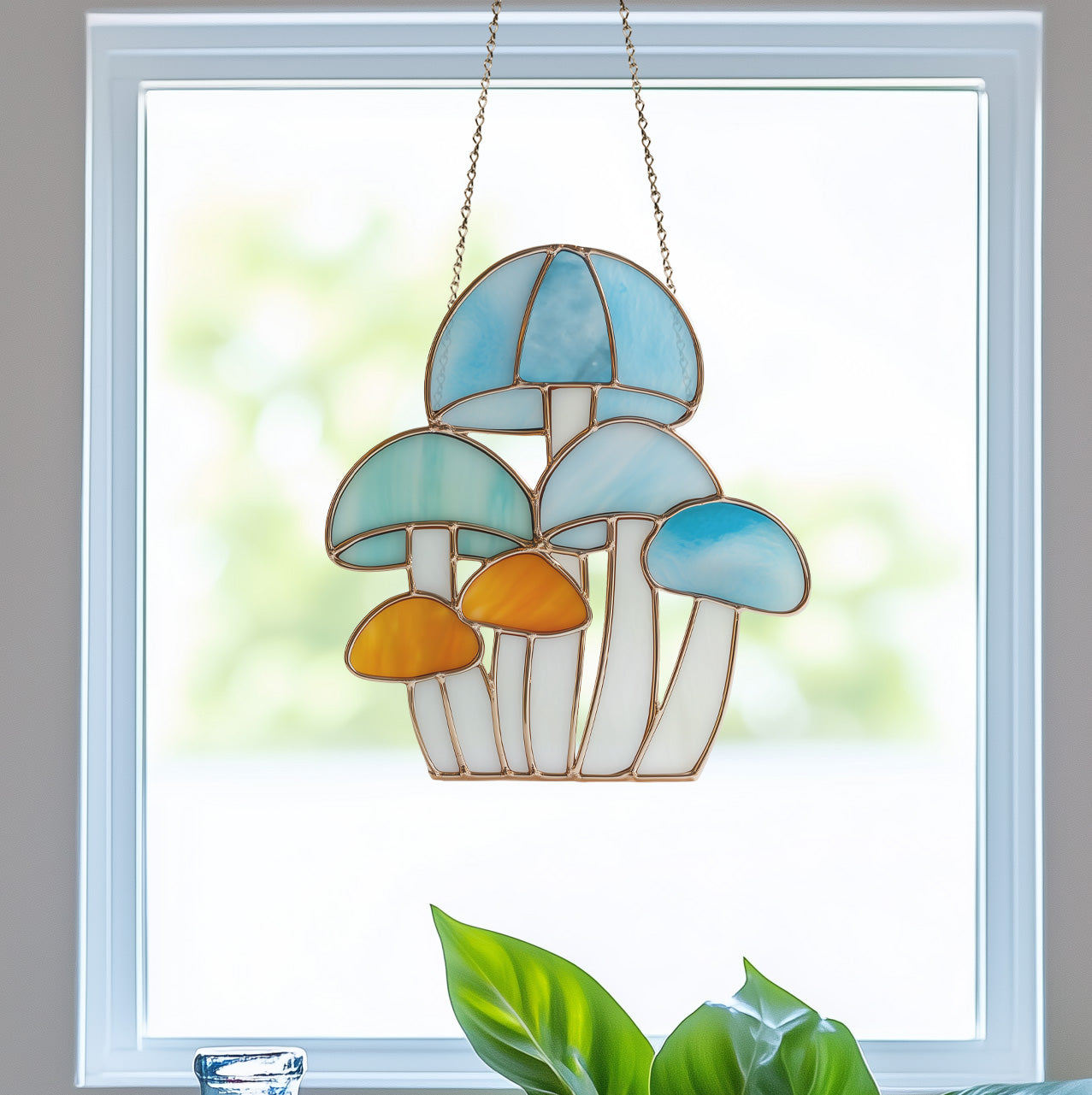 Rainbow Mushroom Troop Stained Glass Pattern and PNG