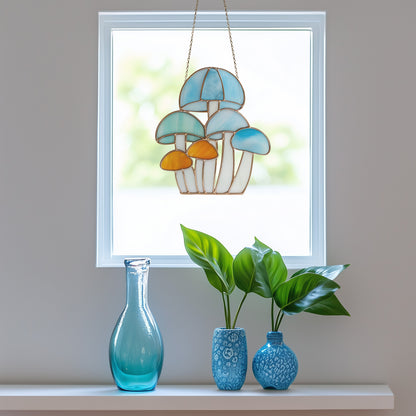 Rainbow Mushroom Troop Stained Glass Pattern and PNG