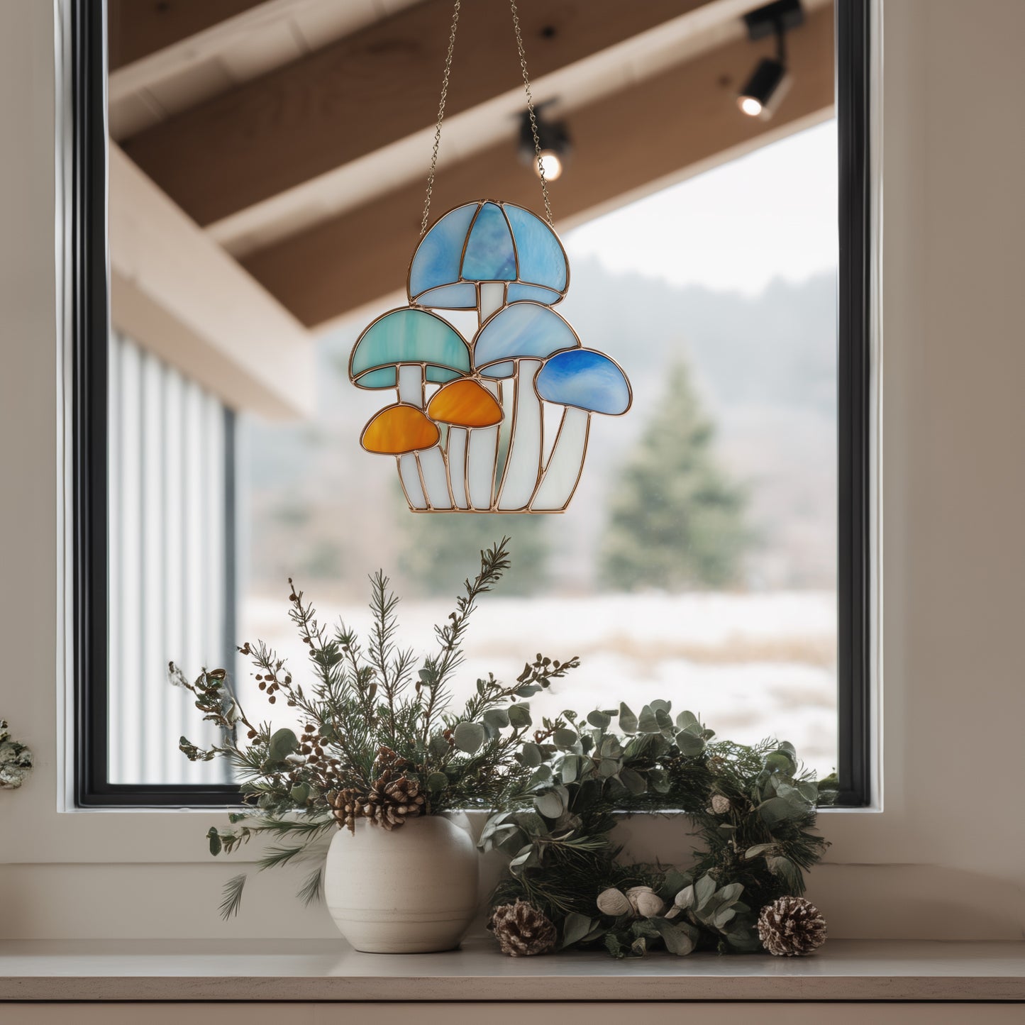 Rainbow Mushroom Troop Stained Glass Pattern and PNG