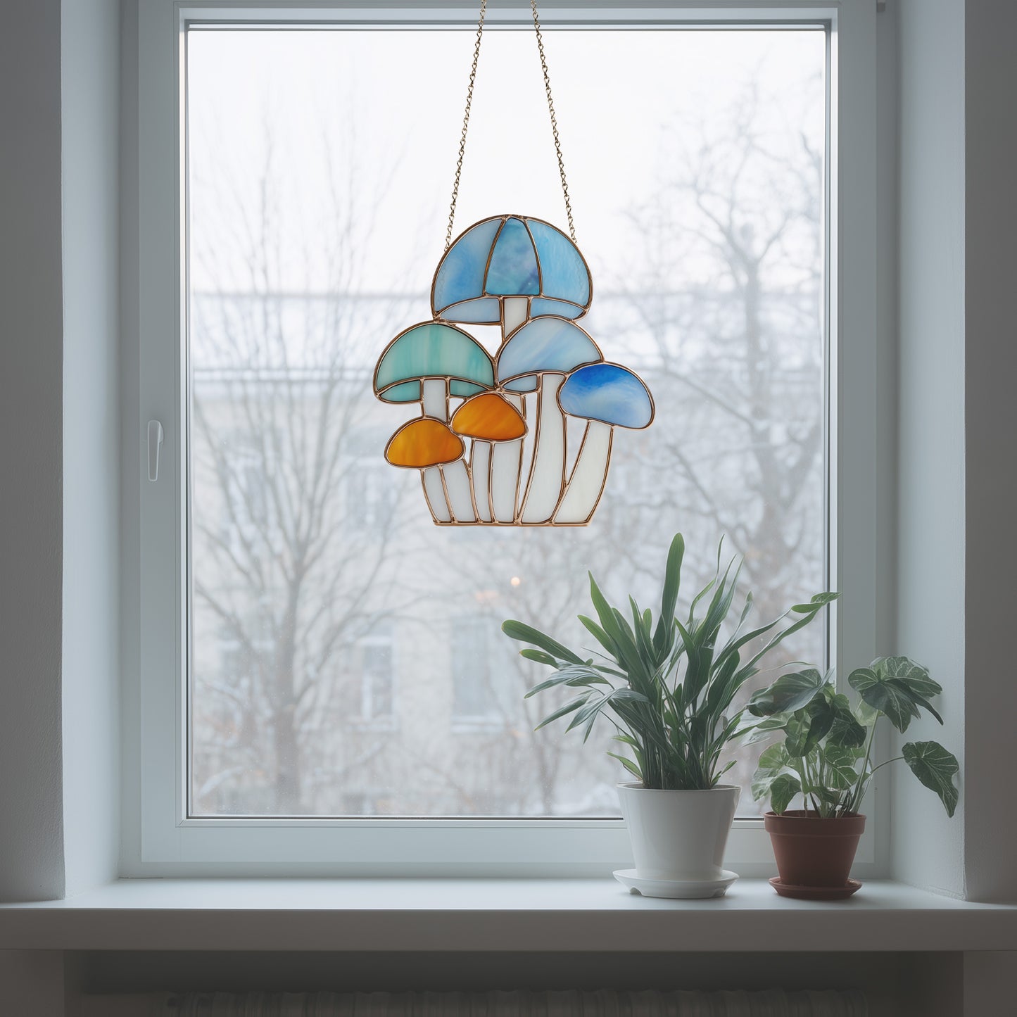 Rainbow Mushroom Troop Stained Glass Pattern and PNG