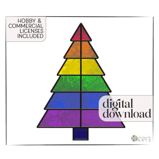 Beginner Christmas Tree Rainbow Stained Glass Pattern
