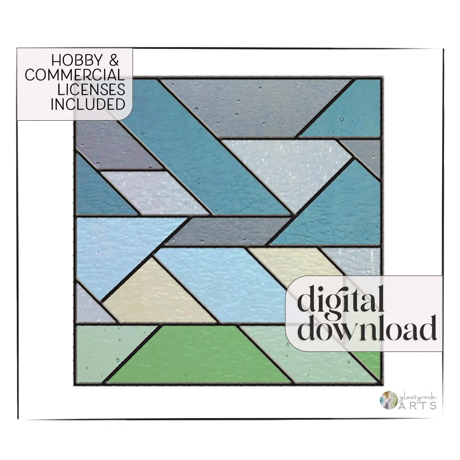Square Roc Glass Geometric Square Beginner Stained Glass Pattern – GlassyRock Arts