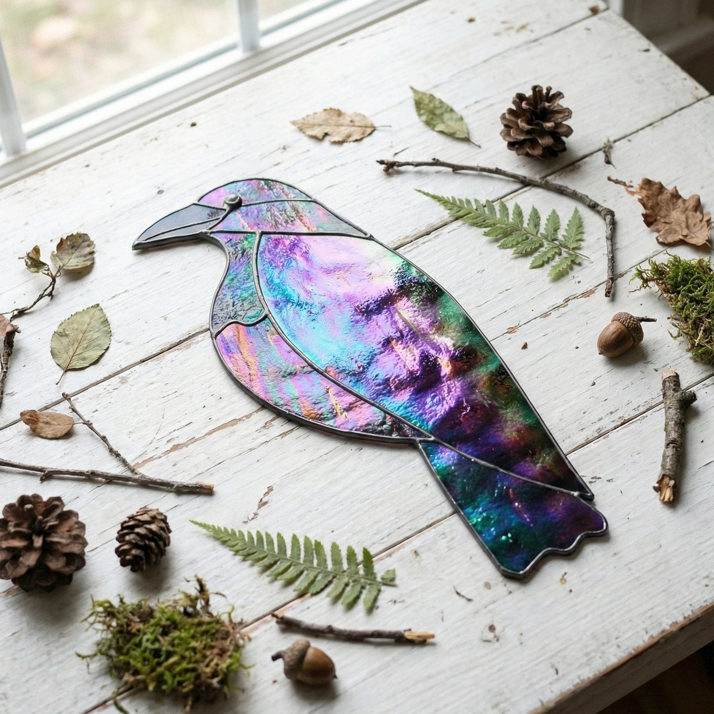 Raven Stained Glass Pattern